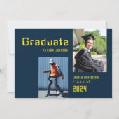Retro 80's Photo Afstuderen Flat Aankondiging Kaar (Voorkant)