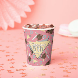 Retro 80's Pink Baby Hippo Birthday Papieren Bekers