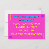 Retro 80's Pink Girl's 13e verjaardag Pool Party Kaart (Voorkant)