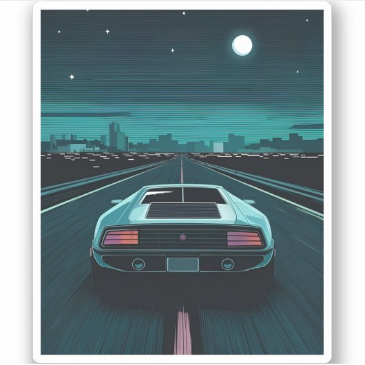 Retro 80s Pixel LoFi Vaporwave Futuristische Super Sticker (Voorkant)