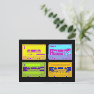 Retro 80s Pop Art Cassettebandjes Briefkaart