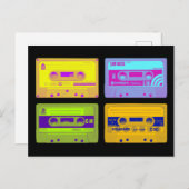 Retro 80s Pop Art Cassettebandjes Briefkaart (Voorkant / Achterkant)