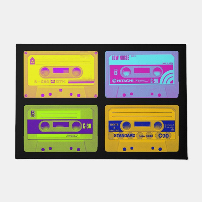 Retro 80s Pop Art Cassettebandjes Deurmat (Voorkant)