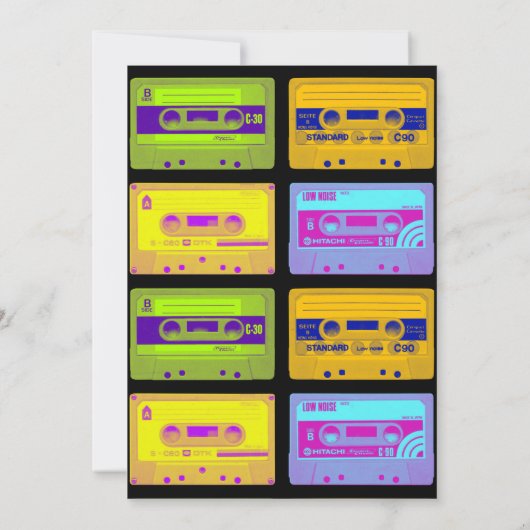 Retro 80s Pop Art Cassettebandjes Kaart (Achterkant)