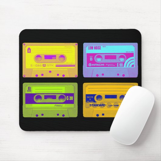 Retro 80s Pop Art Cassettebandjes Muismat (Met muis)