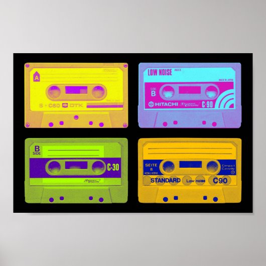 Retro 80s Pop Art Cassettebandjes Poster (Voorkant)