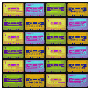 Retro 80s Pop Art Cassettebandjes Stof
