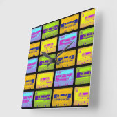 Retro 80s Pop Art Cassettebandjes Vierkante Klok (Hoek)