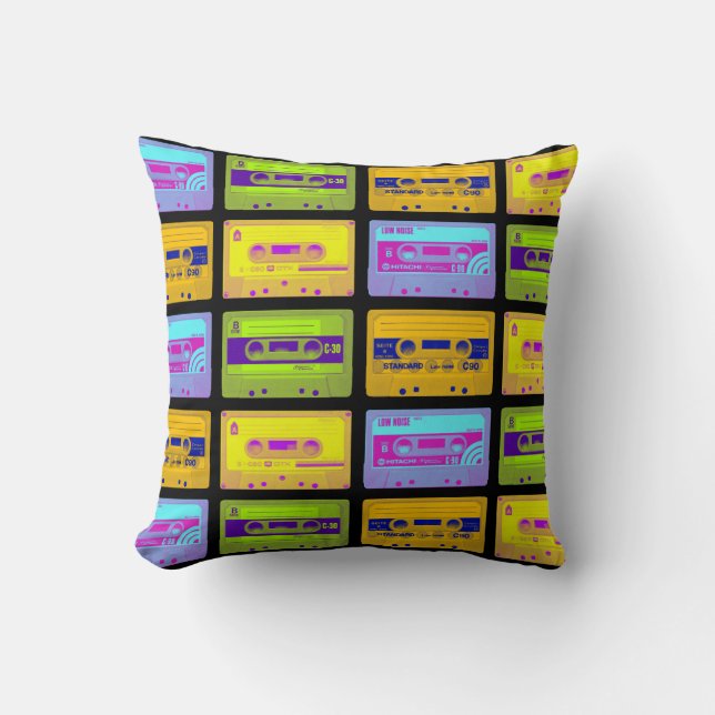 Retro 80s Pop Art Cassettes Kussen (Voorkant)