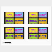 Retro 80s Pop Art Cassettes Rechthoekige Sticker (Vel)