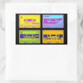 Retro 80s Pop Art Cassettes Rechthoekige Sticker (Tas)