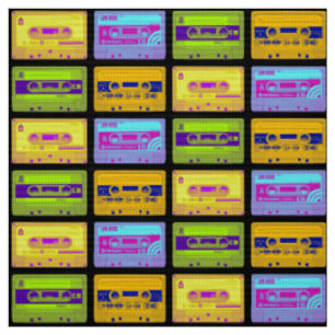 Retro 80s Pop Art Cassettes Stof