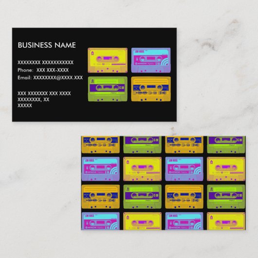 Retro 80s Pop Art-cassettes Visitekaartje (Voorkant / Achterkant)