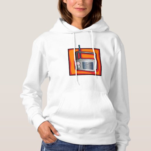 Retro 80s Pop Art Radio Levendig Retro Hoodie (Voorkant)