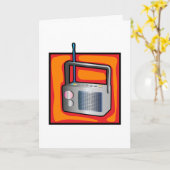 Retro 80s Pop Art Radio Levendig Vintage Kaart (Gele Bloem)