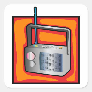 Retro 80s Pop Art Radio Levendig Vintage Vierkante Sticker
