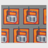 Retro 80s Pop Art Radio Trendy Vintage Cadeaupapier (Vlak)