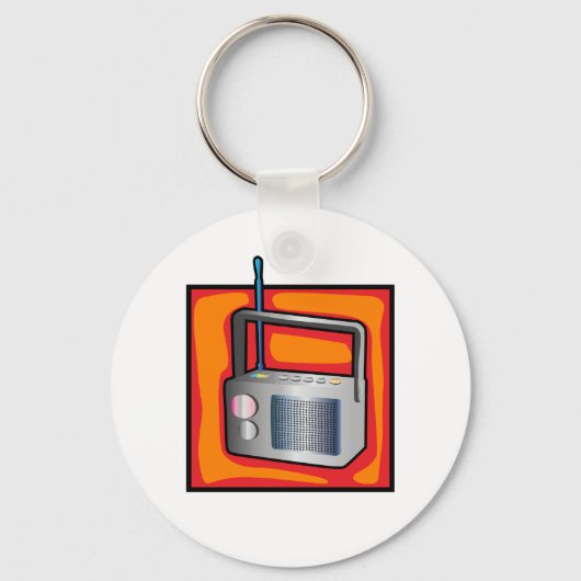 Retro 80s Pop Art Radio Trendy Vintage Sleutelhanger (Voorkant)