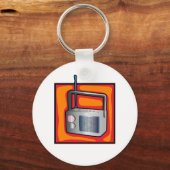 Retro 80s Pop Art Radio Trendy Vintage Sleutelhanger (Voorkant)
