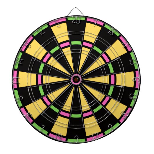 Retro 80s Pop Geel, Roze, Groen Dartbord (Voorkant)