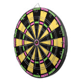 Retro 80s Pop Geel, Roze, Groen Dartbord (Voorkant Rechts)