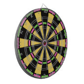 Retro 80s Pop Geel, Roze, Groen Dartbord (Voorkant Links)