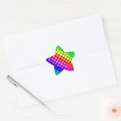 Retro 80s punk regenboog check patroon ster sticker (Envelop)
