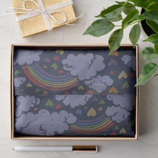 Retro 80s Rainbow Hearts Tissuepapier (Geschenk)