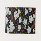 Retro 80s Rainbow Hearts Wandkleed (Voorkant (horizontaal))