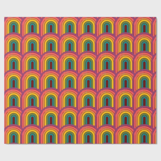 Retro 80s Rainbow Maroon Cadeaupapier (Vlak)