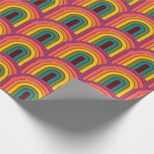 Retro 80s Rainbow Maroon Cadeaupapier (Hoek)