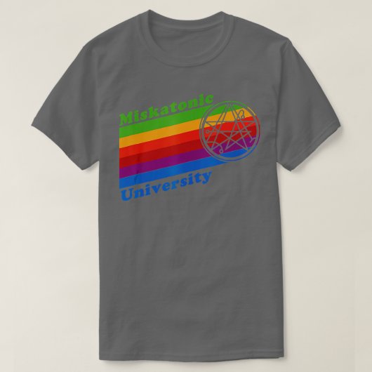 Retro 80s Rainbow Miskatonic University en Symbool T-shirt (Design voorkant)