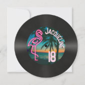 Retro 80s Record Neon Flamingo 18e Verjaardag Kaart (Voorkant)