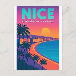 Retro 80s Reizen - Nice Franse Riviera Briefkaart