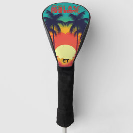 Retro 80s 'RELAX' Tropical Sunset Golf Head Hoesje Golfheadcover