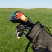 Retro 80s 'RELAX' Tropical Sunset Golf Head Hoesje Golfheadcover (Insitu)