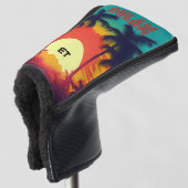 Retro 80s 'RELAX' Tropische Sunset Putter Golfheadcover (3/4 voorkant)