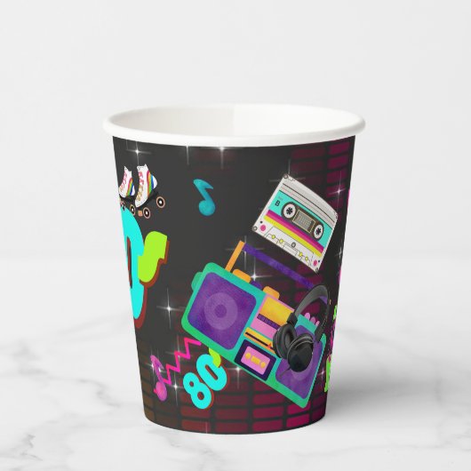 Retro 80's, Retro, elke leeftijd Papieren Bekers (Links)