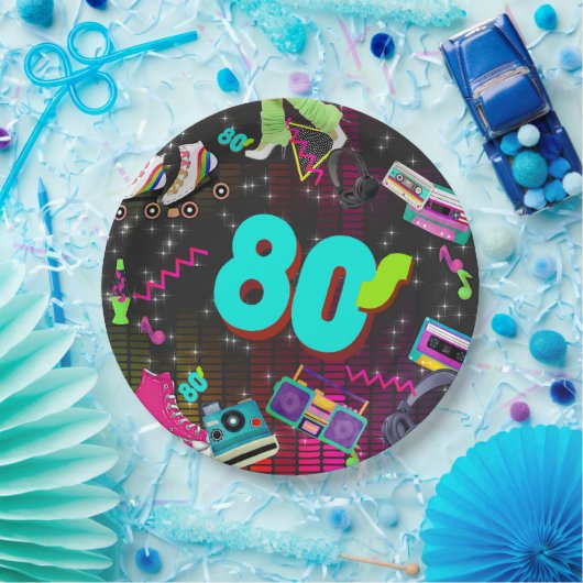 Retro 80's, Retro, elke leeftijd Papieren Bordje (Feest)