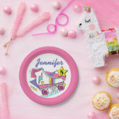 Retro 80's Roller Schaats Party Birthday Papieren Bordje (Feest)