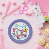 Retro 80's Roller Schaats Party Birthday Papieren Bordje (Feest)