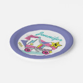 Retro 80's Roller Schaats Party Birthday Papieren Bordje (Gekanteld)