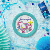 Retro 80's Roller Schaats Party Birthday Papieren Bordje (Feest)