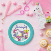 Retro 80's Roller Schaats Party Birthday Papieren Bordje (Feest)