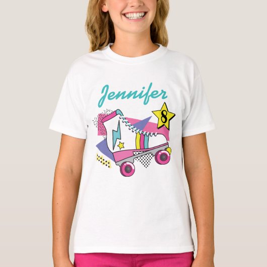 Retro 80's Roller Schaats Party Birthday T-shirt (Voorkant)