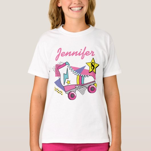 Retro 80's Roller Schaats Party Birthday T-shirt (Voorkant)