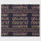 Retro 80s Roze en Gele Gloeiende Neon Alfabet Cadeaupapier (Vlak)