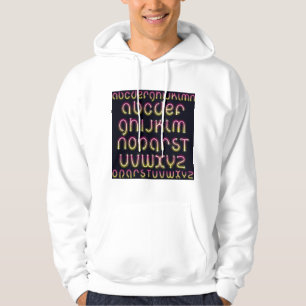 Retro 80s Roze en Gele Gloeiende Neon Alfabet Hoodie