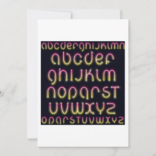 Retro 80s Roze en Gele Gloeiende Neon Alfabet Kaart