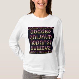 Retro 80's Roze en Gele Gloeiende Neon Alfabet T-shirt